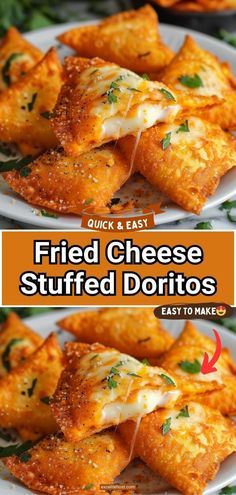 fried cheese stuffed doritos on a plate with the title overlaying it