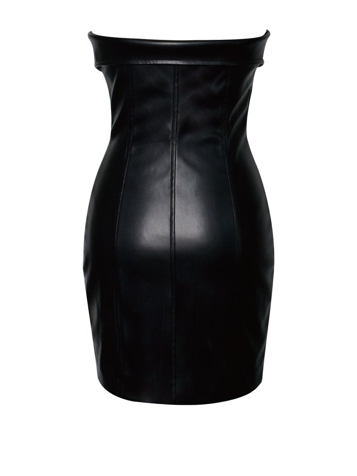 Turn heads in the Annora Black Vegan Leather Mini Dress, a chic statement piece. This strapless mini dress crafted from vegan leather exudes edgy sophistication, featuring gold hardware details and fold-over leather panels at the bust for a sleek look. Fully lined inside, the dress offers three exposed gold zipper closures at the front, allowing for easy wear and adjustable slits at the side zippers. Perfect for casual events, birthdays, nights out, vacations, dinner parties, or any special occa Leather Mini Dress, Black Vegan, Dress Crafts, Strapless Mini Dress, Gold Zipper, Sleek Look, Dinner Parties, Leather Mini, Easy Wear