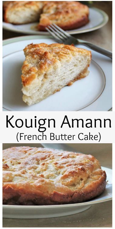 two pictures with different types of food on them and the words kougn aman french butter cake