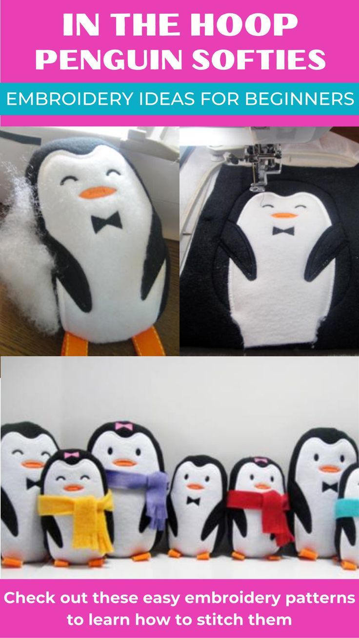 stuffed penguins are lined up in different ways to make them look like they're wearing scarves