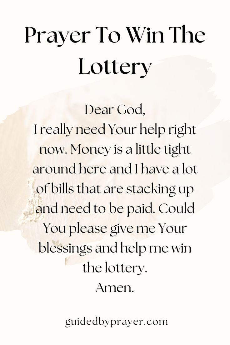 a poem with the words prayer to win the lottery