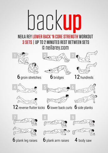 the back up workout poster shows how to do it in 5 minutes or less, with instructions