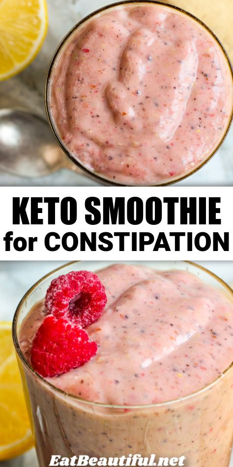 keto smoothie for constipatition with raspberries and lemons