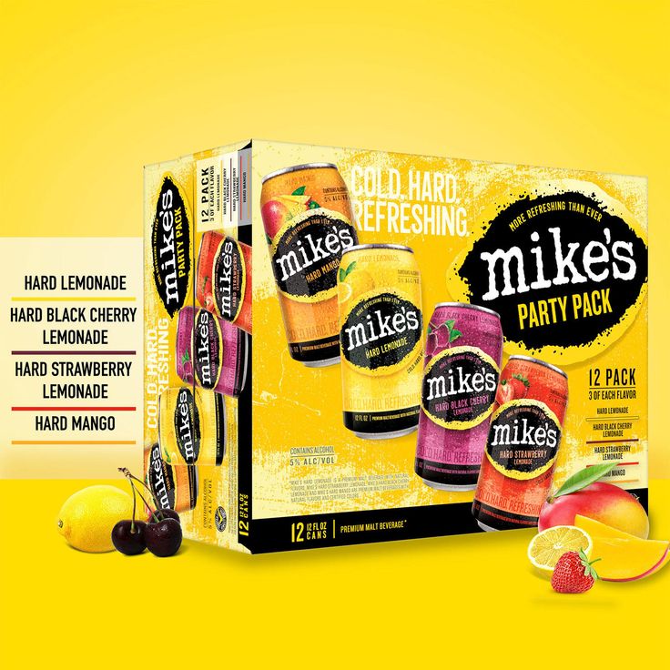 an advertisement for mike's party pack with fruit