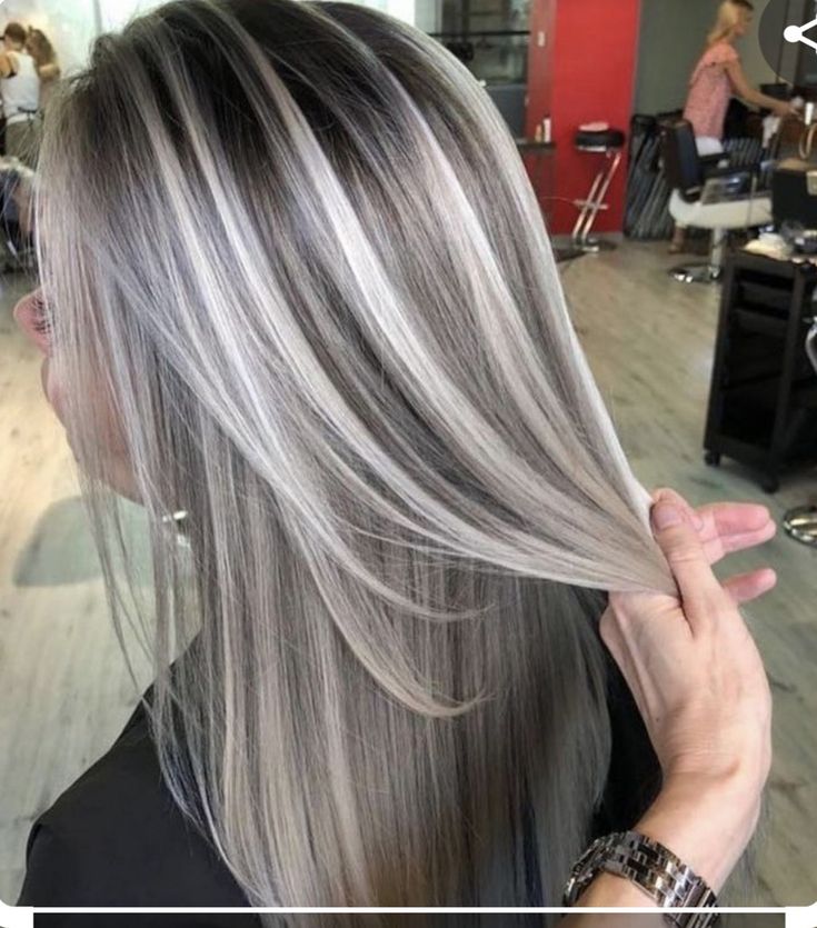 Grey Hair Transformation, Ash Blonde Hair Colour, Silver Blonde Hair, Hair Highlights And Lowlights, Brunette Hair With Highlights, Long Hair Color, Blending Gray Hair, Gray Hair Highlights, Long Gray Hair