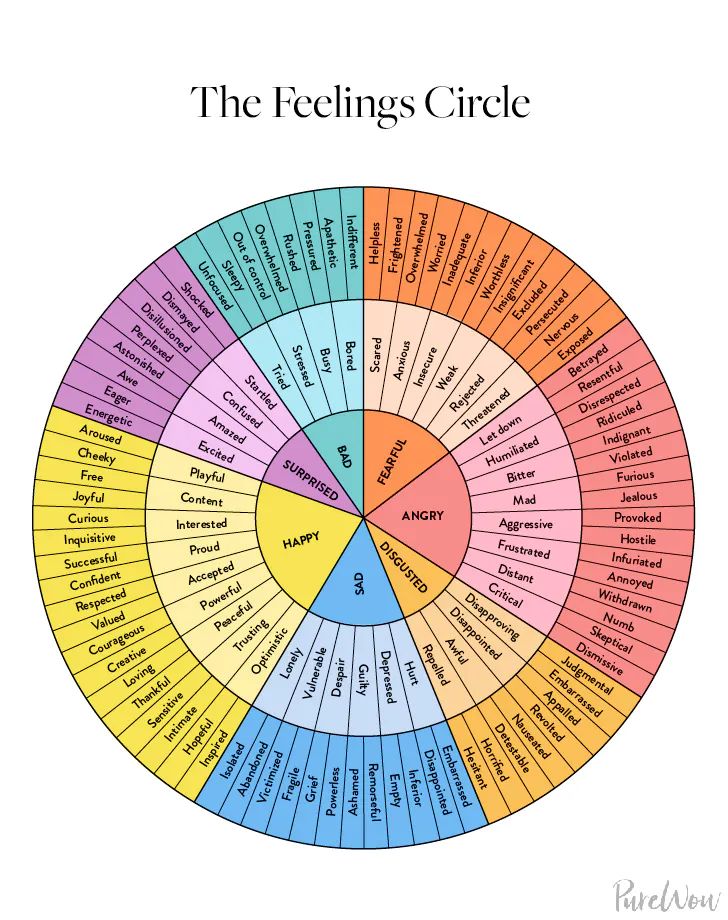 How a Feelings Chart for Kids Can Help Your Child - PureWow Kids Feelings Chart, Feeling Chart For Kids, Feelings Circle, Feelings Chart For Kids, Kids Psychology, Feeling Your Feelings, Feeling Chart, All Emotions, Kids Feelings