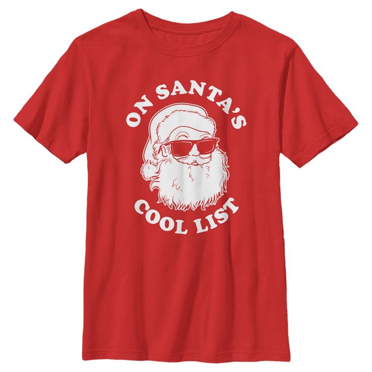 If you're looking for the jolliest new trends this Christmas, you're in the right place! Show off your unique fashion style with this Lost Gods Santa’s Cool List Boys' Graphic T-Shirt! This adorable tee features the text: "On Santa's Cool List," with a Santa wearing sunglasses across the front. There’s no end to the awesomeness you’ll find when you shop tees by Lost Gods Collective. Come on, you know you want to come get lost with us! Mens Christmas Shirts Vinyl, Boy Christmas Shirts For Kids, Santa Shirts For Kids, Christmas Shirts For Boys, Christmas Shirts Kids, Christmas Tshirt Designs, Christmas Shirts Vinyl, Unique Fashion Style, Santa Tshirt