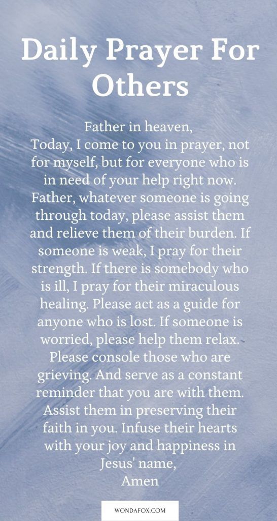 a blue background with the words daily prayer for others