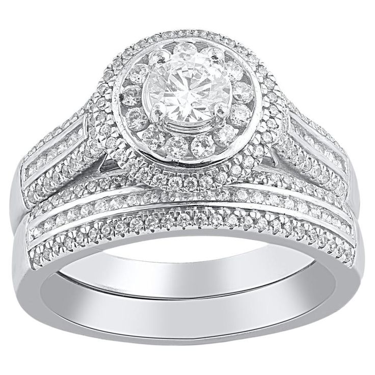 a white gold diamond ring set