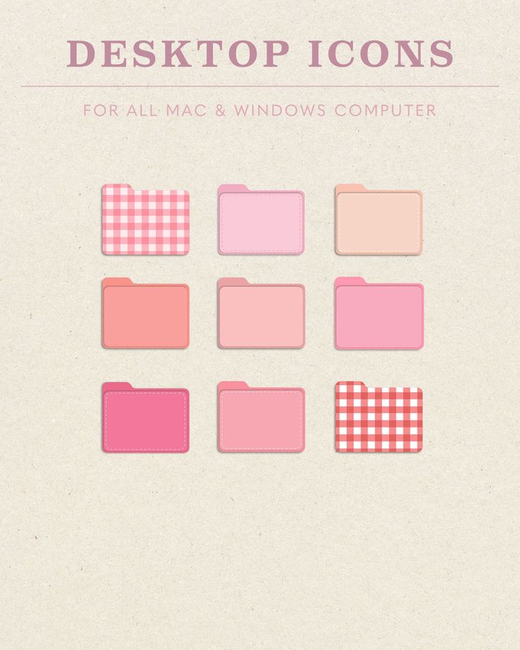 the cover of desktop icons for all mac and windows computer, including checkered squares