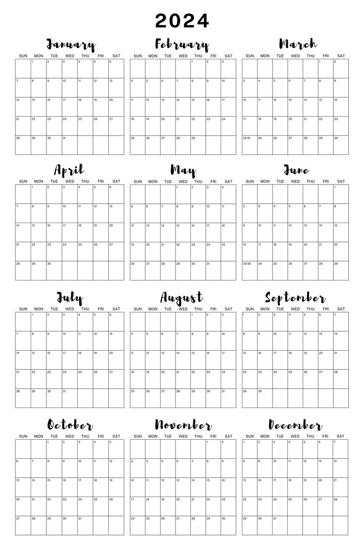 2024 Wall Calendar - Stay Organized All Year Calendar Printables 2024, Calendar 2024 Aesthetic Cute, 2024 Calendar Design, Giant Calendar, Planer 2024, 2024 Schedule, 2024 Journal, Full Year Calendar, Wall Calendar Design