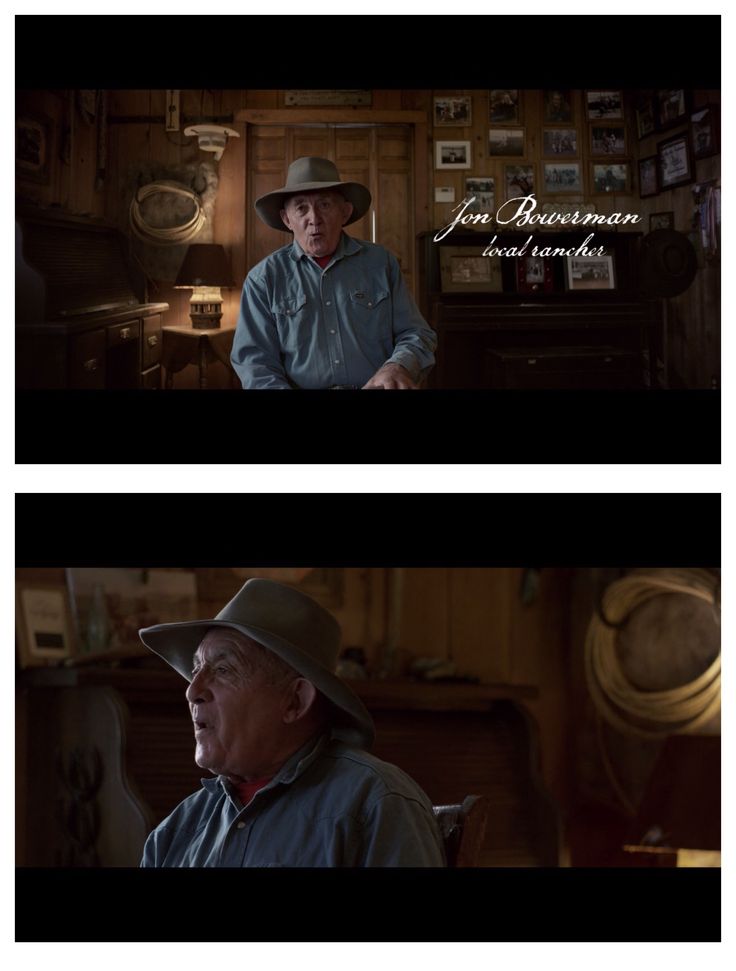 two different images of the same man in cowboy hats, one with his hands on his hips