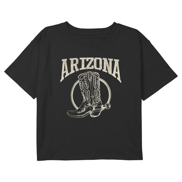 Remember: Not all who wander are lost, so get out there and have a little wanderlust with trendy new retro-inspired destination graphics from all around the world from Lost Gods! This Lost Gods Girls' Arizona Cowboy Boot Cropped Graphic T-Shirt features a fun distressed graphic with "Arizona" and a cool cowboy boot with a spur printed in beige across the front, perfect for pairing with your favorite jeans! Go exploring with Lost Gods today! Arizona Cowboy, Cool Cowboy, All Who Wander, Gods Girl, Sleeve Packaging, Style Hoodie, Cowboy Boot, Boys Hoodies, Crop Tshirt