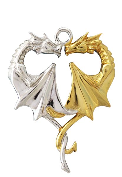 In a loving, heart-shaped embrace, the subtle magic of Golden Dragon merges with the protection offered by Silver Dragon, and they become as one perfect being. Each sterling silver pendant comes with a 925 sterling silver 18" chain and satin pouch. Approx Anne Stokes Dragon, Enchanted Jewelry, Dragon Heart, Anne Stokes, Satin Pouch, Golden Dragon, Crystal Dragon, Dragon Jewelry, Lasting Love