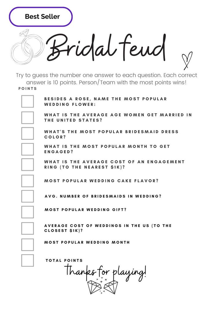 a wedding checklist with the words bridal - feud written in black ink