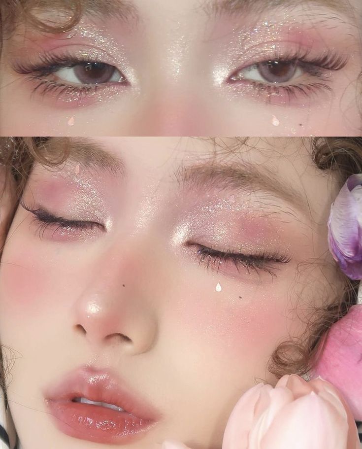 Crystal Makeup, Cute Eye Makeup, Ethereal Makeup, Fairy Makeup, Fancy Makeup, Asian Eye Makeup, Eye Makeup Art, Kiss Makeup, Pink Makeup