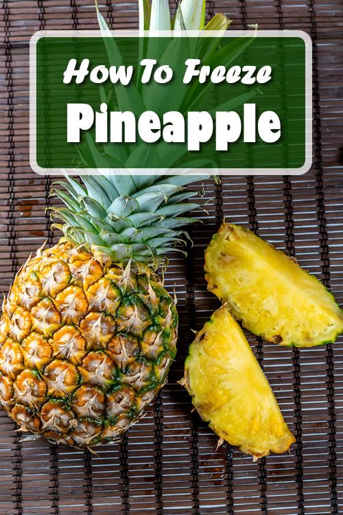 a pineapple cut in half and sitting on top of a mat with the words how to freeze pineapple