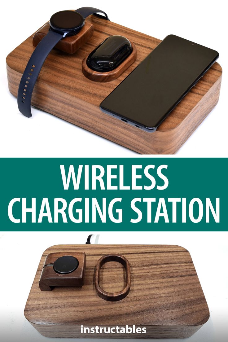 the wireless charging station is made out of wood