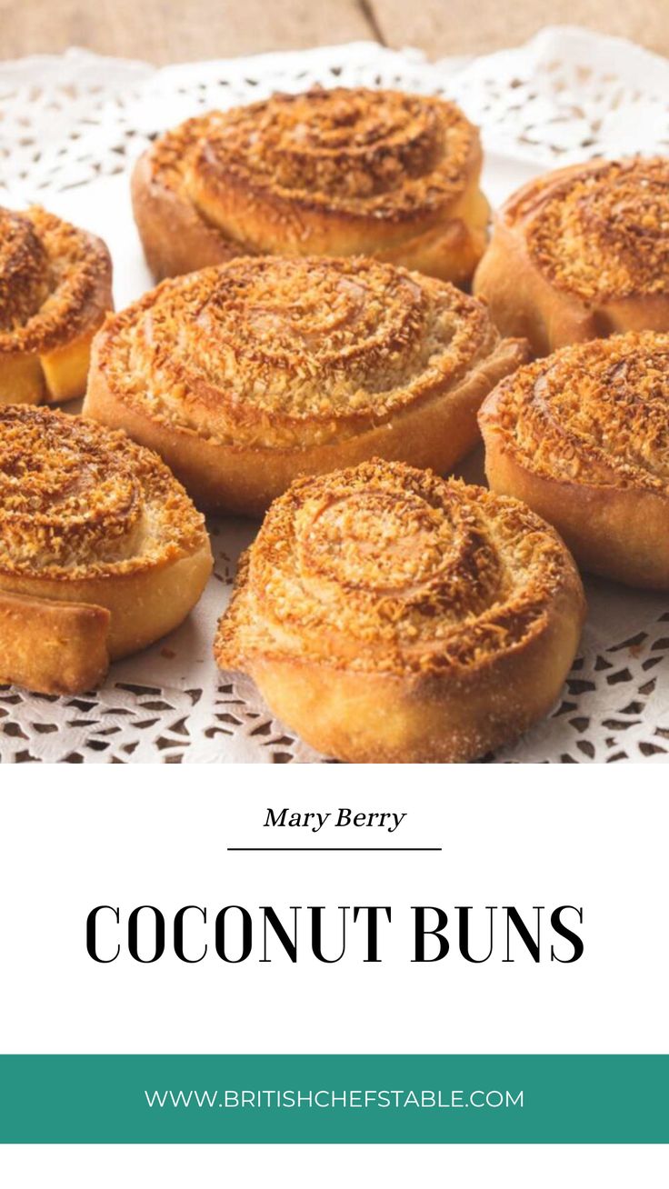 Mary Berry Coconut Buns Coconut Buns Recipe, Marry Berry Recipes, Mary Berry Desserts, English Baking, Milk Buns, Berry Desserts, Coconut Buns, Cream Plain, Milk Bun