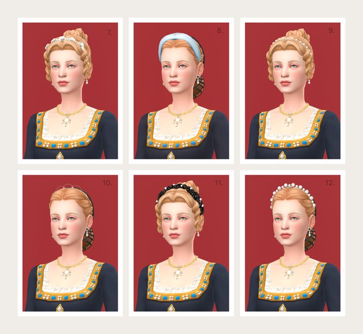 four different images of the same woman's head and shoulders, each wearing a tiara