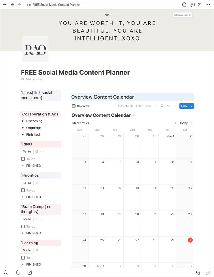 the free social media content planner is shown in this screenshote screengrace