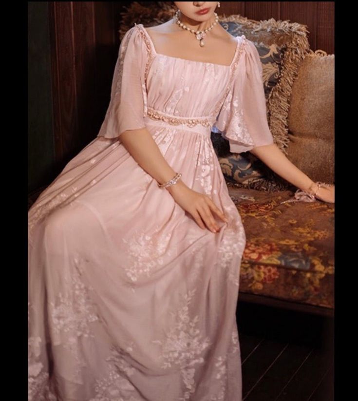 Empire Waist Gown Prom, Regency Ball Gown Pink, Regency Era Winter Dress, Regency Party Dress, Regency Era Inspired Outfits, Long Sleeve Regency Dress, Regency Ball Gown Evening Dresses, Regency Era Day Dress, Regency Era Dresses Evening Gowns