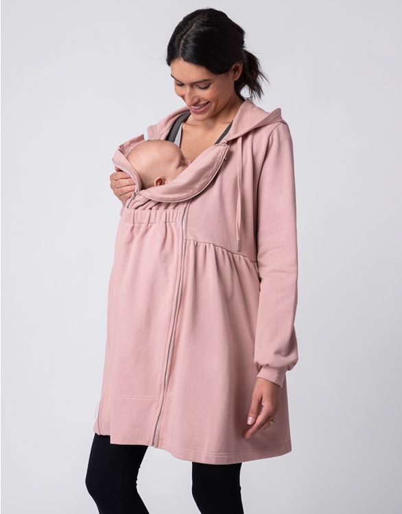 Dusky Pink 3 in 1 Maternity to Babywearing Hoodie Dress | Seraphine Maternity Wardrobe Essentials, Maternity Jacket, Maternity Coat, Maternity Brands, Pretty Pregnant, Tunic Hoodie, Winter Maternity, Pregnancy Wardrobe, Stylish Maternity