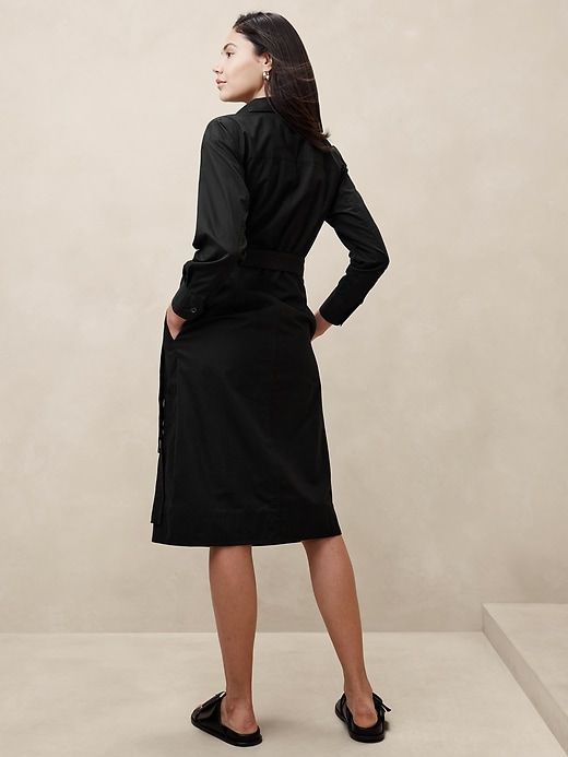 Poplin Midi Shirtdress | Banana Republic Factory Semi-formal Belted Shirt Dress For Fall, Belted Shirt Dress For Semi-formal Fall Occasions, Collared Belted Dress For Work In Fall, Fall Collared Belted Dress For Work, Fall Office Shirt Dress With Belted Cuffs, Belted Shirt Dress For Business, Belted Long Sleeve Dress With Tie Waist For Work, Long Sleeve Belted Dress With Tie Waist For Work, Fall Office Shirt Dress With Tie Waist