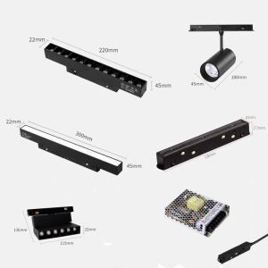 various lighting fixtures are shown in this graphic above the diagram, and below the image is an electronic device that can be used to track objects