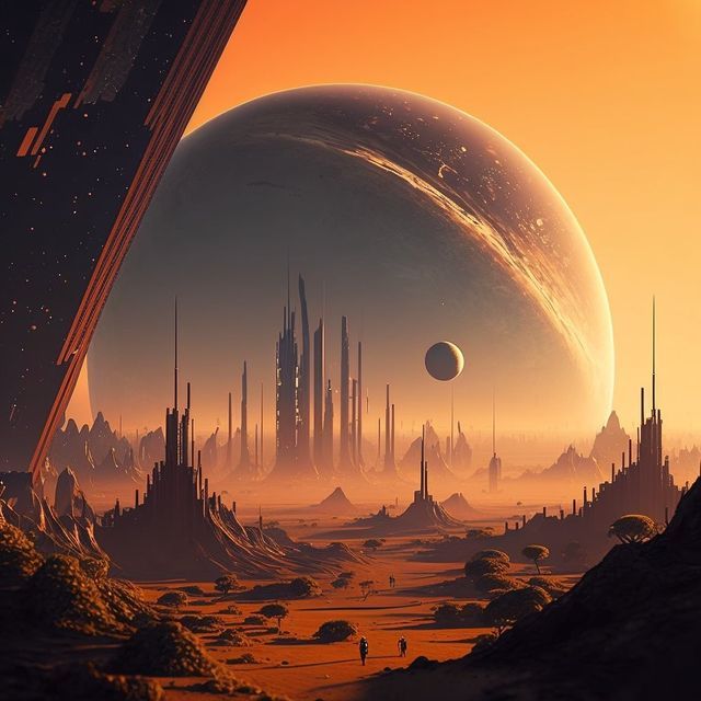 an image of a sci - fi scene with planets in the background