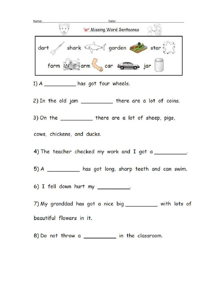 the worksheet is filled with words and pictures