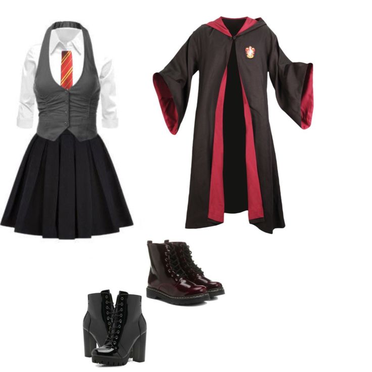 a harry potter costume is shown with shoes and boots