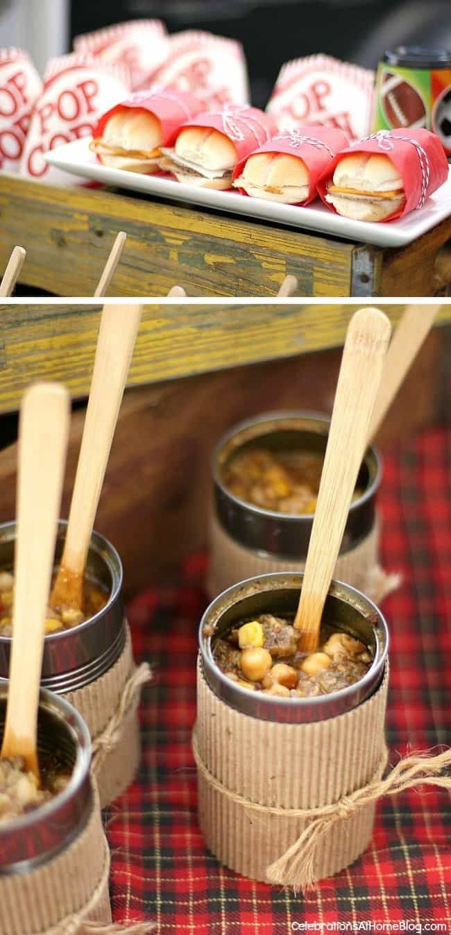 some food is being served in small containers