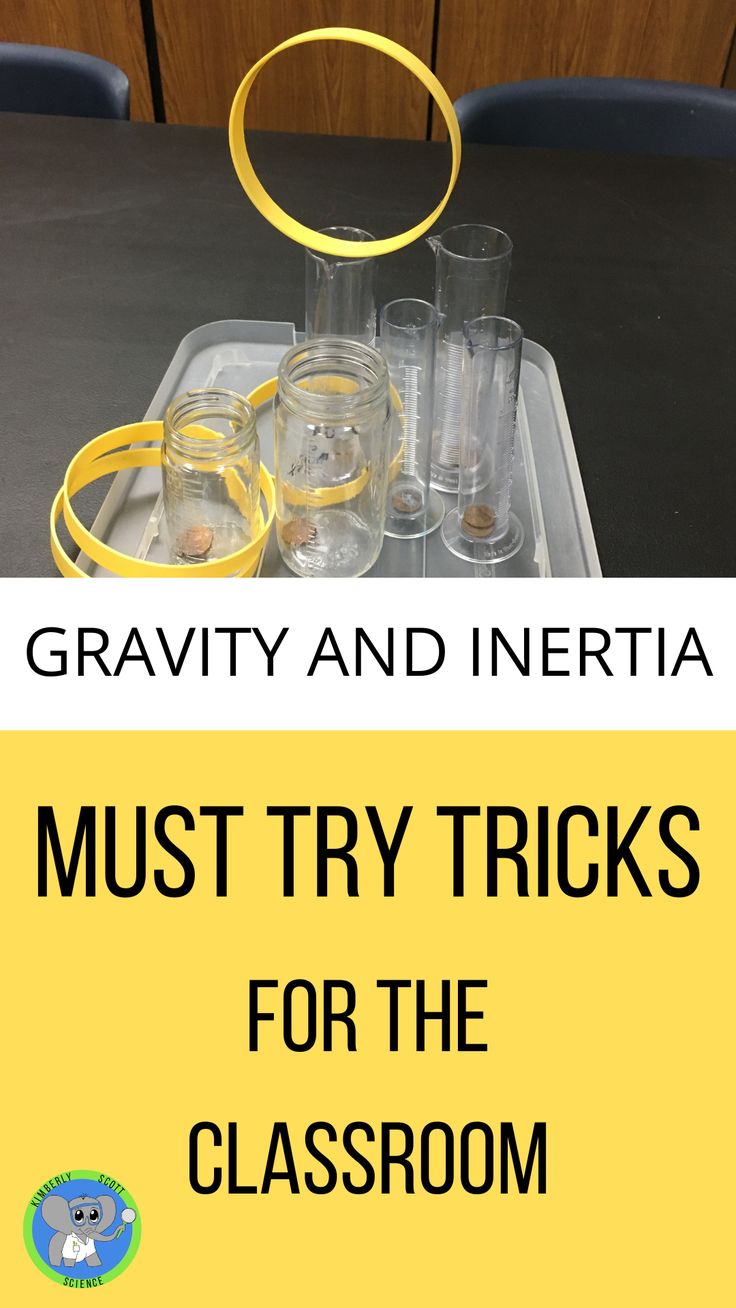 a tray with glasses on top of it and the words gravity and inertia must try tricks for the classroom