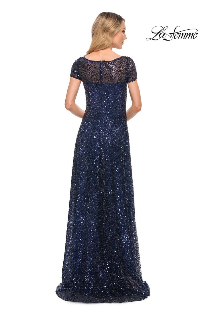 Indulge in the epitome of elegance with the La Femme 30122. This dazzling masterpiece, with its enchanting sequin A-Line design, is crafted to captivate hearts and turn heads. Embrace timeless elegance with a bateau neckline, short sleeves, and an intricate sequin pattern that exudes allure. The long train adds a touch of drama, while the secure zipper closure ensures confidence as you dance the night away. Step into the spotlight and leave a lasting impression with this glamorous creation. Glamorous Short Sleeve Evening Dress For Formal Occasions, Glamorous Short Sleeve Evening Dress For Formal Events, Glamorous Short Sleeve Formal Evening Dress, Short Sleeve Sequin Evening Dress For Gala, Glamorous Short Sleeve Gala Evening Dress, Sequined Short Sleeve Evening Dress For Gala, Fitted Cap Sleeve Evening Dress For Gala, Short Sleeve Sequin Evening Dress For Formal Occasions, Short Sleeve Sequin Evening Dress For Formal Events