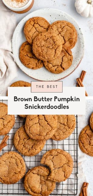 the best brown butter pumpkin spicer cookies on a cooling rack with cinnamon sticks and spices