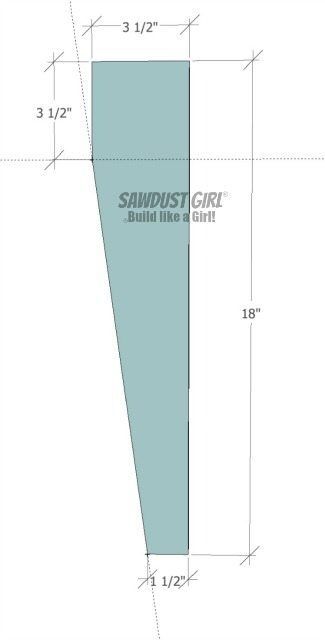 the side view of a tall blue vase with measurements for each end and bottom section