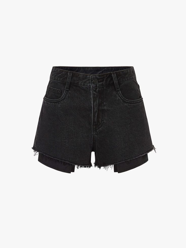 MO&Co. Women's Low Waist Denim Shorts Few pieces signal summer quite like a pair of denim shorts. Washed a black hue, this style is crafted from organic cotton and shaped with a mid-low waist, frayed hem and a slight long pocket. Pair them with a cute top and sandals for a chic and relaxed look. Features : - Mid-low waist mini silhouette- Zip fly, five pocket design- Frayed hem design Code: MBD2SOT002The back length of size S/26 is 28cmMATERIALS & CARE Material: 100% CottonPlease put it into a m Cute Top, Mesh Bag, Low Waist, Black Denim Shorts, Pocket Design, Cute Tops, Denim Shorts, Organic Cotton, Sandals