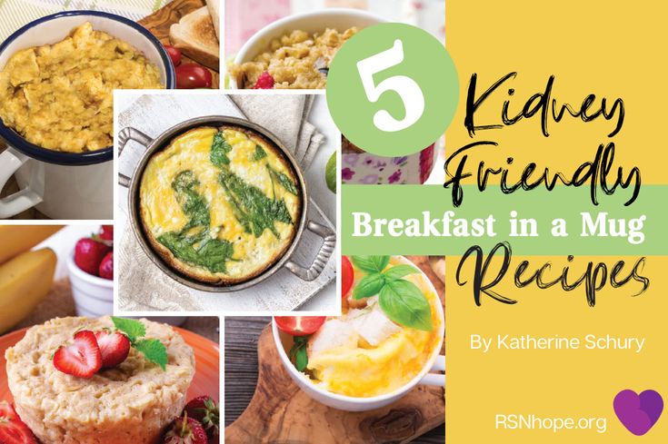 five pictures with the words 5 kids'friendly breakfast in a mug recipes on them