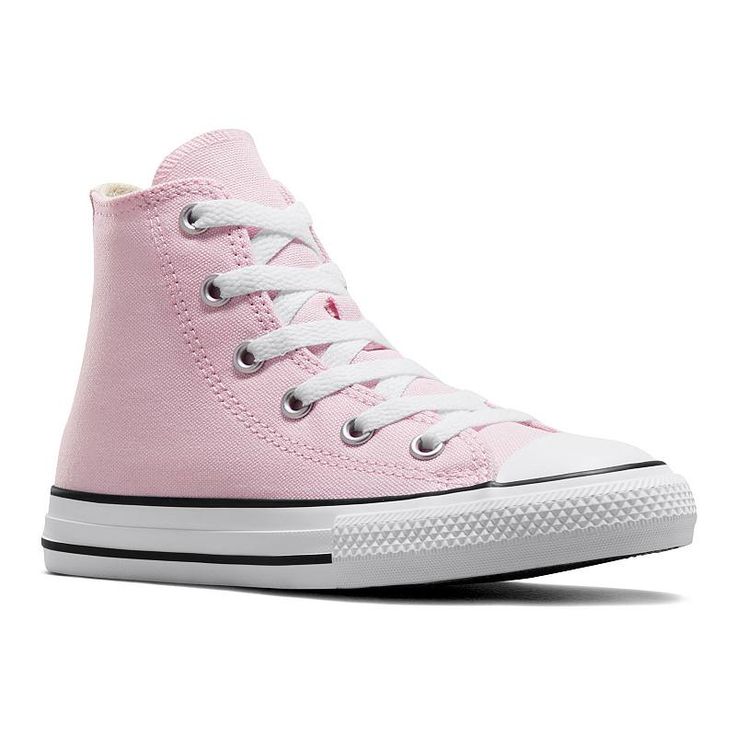 Pink High-top Canvas Shoes With Vulcanized Sole, Spring Pink High-top Sneakers, Cute Pink Sneakers With Vulcanized Sole, Pink Cotton Sneakers With Round Toe, Pink Cotton Round Toe Sneakers, Pink Lace-up High-top Cotton Sneakers, Pink Lace-up Cotton High-top Sneakers, Pink High-top Sporty Canvas Shoes, Trendy Pink High-top Canvas Shoes