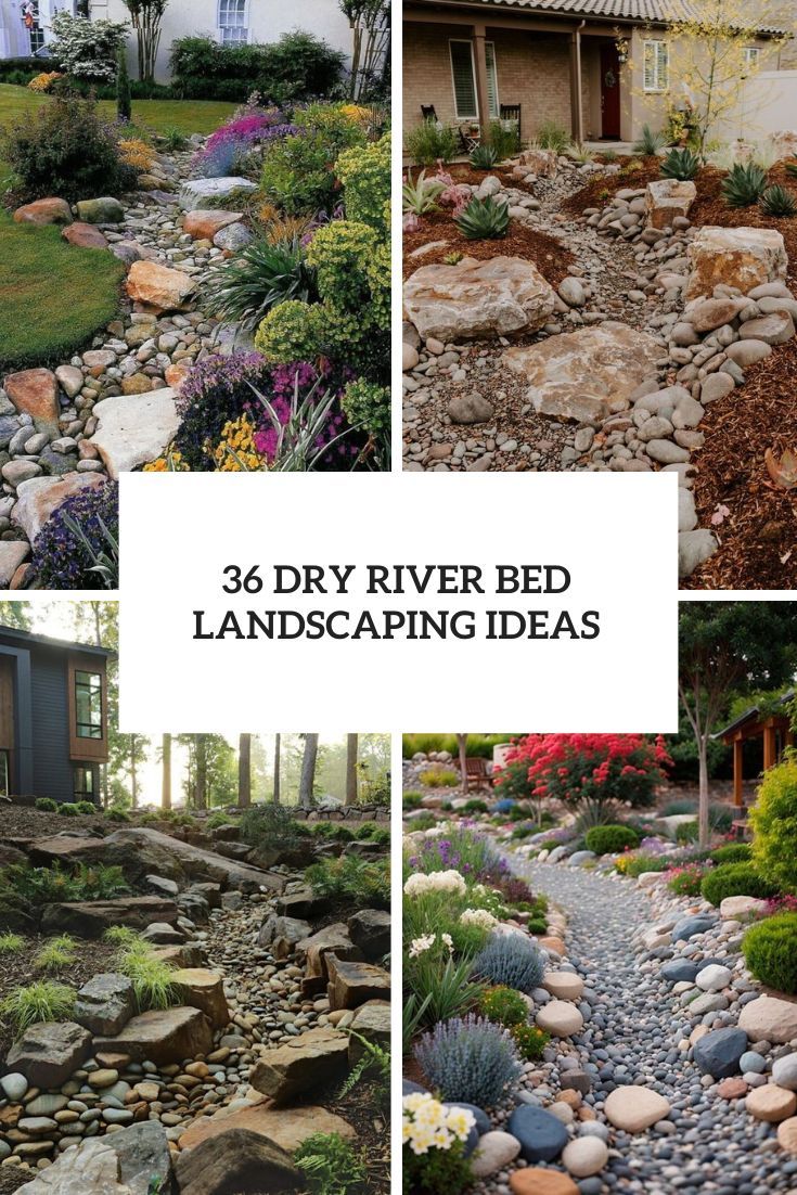 different types of river bed landscaping ideas