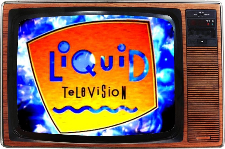 an old television with the words liquid television on it's front and back sides