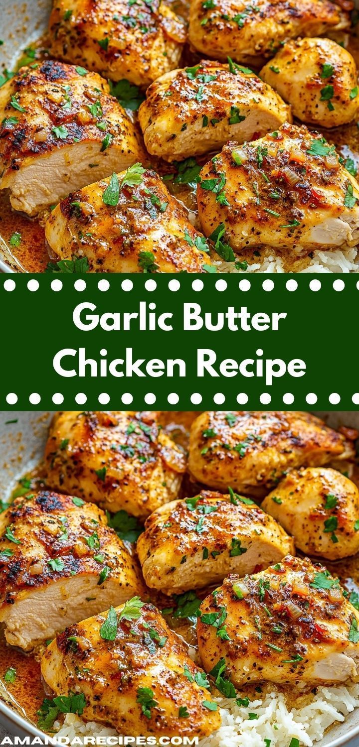 garlic butter chicken recipe on top of rice