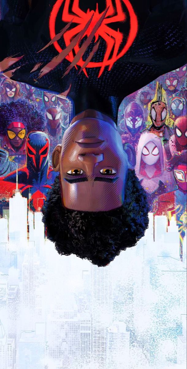 spider man into the spider verse movie poster on an iphone screen with text that reads,