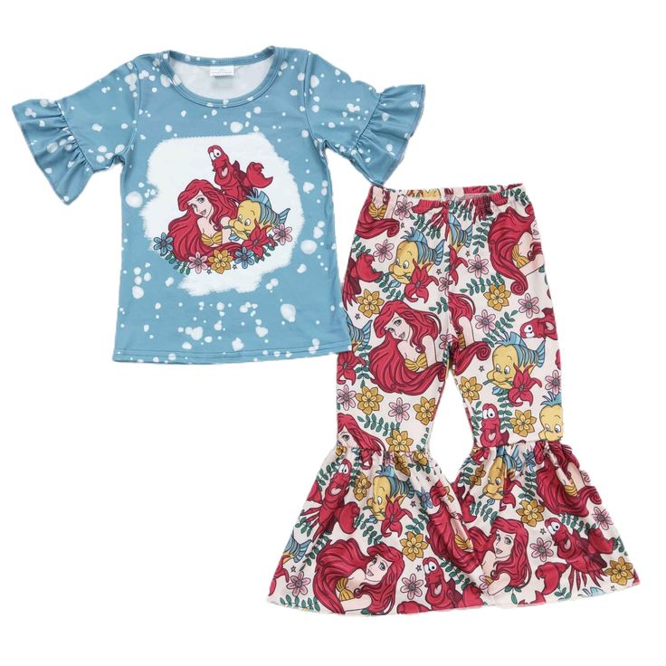 2-4 week TAT A Cute Printed Fitted Sets, Cute Floral Print Short Sleeve Set, Fun Fitted Blue Set, Matching Fitted Sets With Short Sleeves, Cotton Fitted Sets For Dress-up, Spring Printed Sets For Playtime, Printed Sets For Playtime In Spring, Fun Blue Sets For Spring, Blue Fun Style Spring Sets