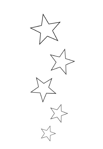 five stars are flying in the air with one star falling off it's side