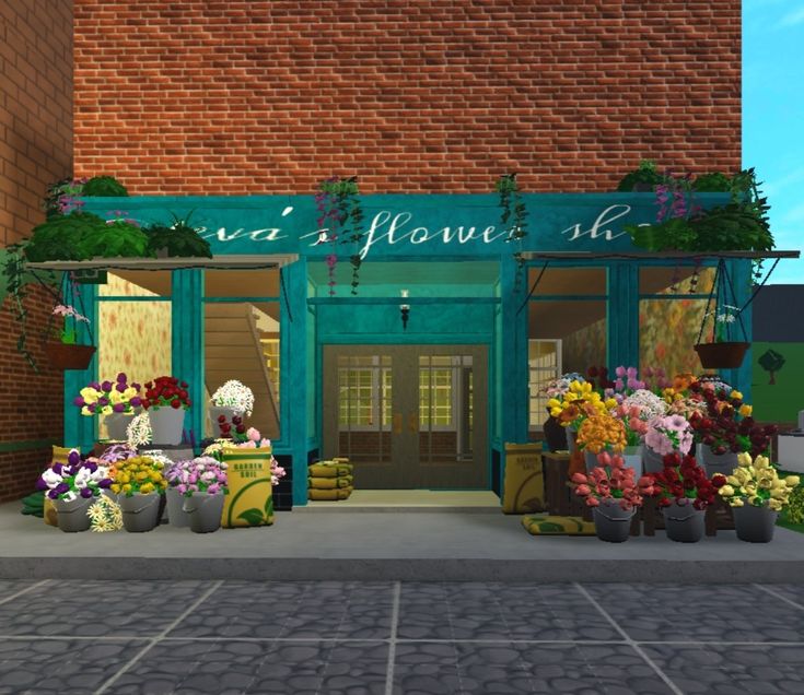 an animated image of a flower shop on the street