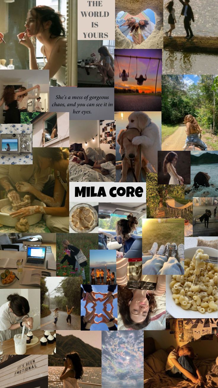 a collage of pictures with people and words on them that say, milla core