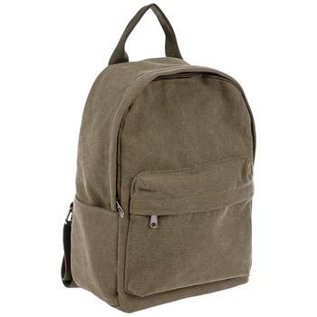 - Olive Mini Backpack - Made of canvas - 9 1/4 x 3 inches - 1 zipper compartment - Adjustable straps Standard Canvas School Backpack, Khaki Canvas Bag For School, Khaki Canvas School Bag, Casual School Backpack With Canvas Lining, Student Backpack With Adjustable Straps In Canvas, Student Canvas Backpack With Adjustable Strap, Solid Green, Mini Backpack, New Bag