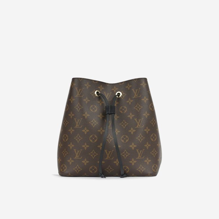 Crafted from Louis Vuitton's iconic monogram canvas, the stunning NoeNoe bucket bag is an absolute must-have for any woman with a love for luxury and a soft spot for Louis Vuitton. Accented by black leather drawstrings, shoulder strap and interior, this gorgeous accessory is the perfect compliment to anything you may have in your wardrobe. SPL Exterior Brown monogram canvas Black smooth calfskin leather trims Gold tone hardware Drawstring closure Detachable/adjustable black shoulder strap 2019 p Luxury Brown Monogram Canvas Shoulder Bag, Luxury Canvas Bucket Bag With Adjustable Strap, Luxury Canvas Bag With Leather Trim, Luxury Bucket Shoulder Bag With Leather Trim, Luxury Bucket Shoulder Bag With Gold-tone Hardware, Luxury Brown Bags With Detachable Strap, Luxury Brown Monogram Canvas Bucket Bag, Luxury Gold-tone Hardware Shoulder Bag, Luxury Leather Trim Bucket Bag